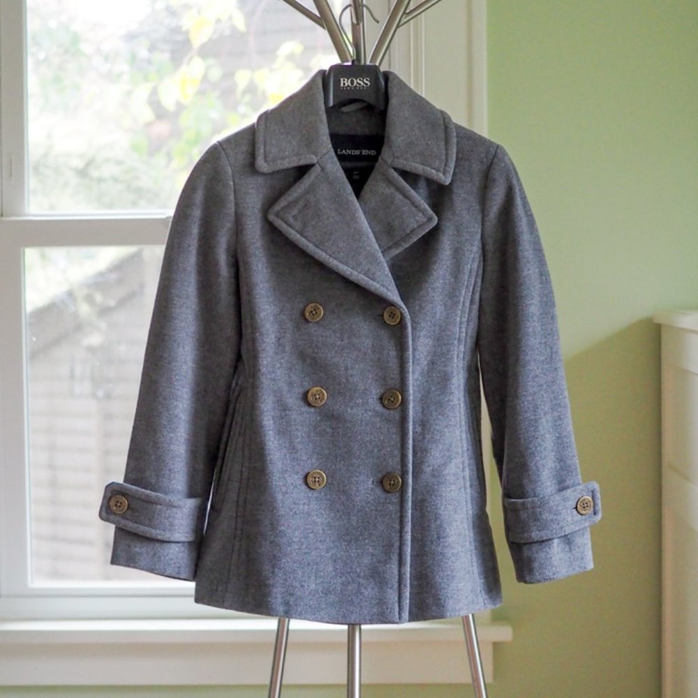 NWOT Lands' End Italian Wool Peacoat Pea Coat 4P